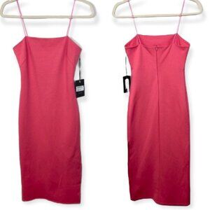 NWT 4SI3NNA Soren Sleeveless Side Slit Dress Neon Pink Size XS New With Tag Midi